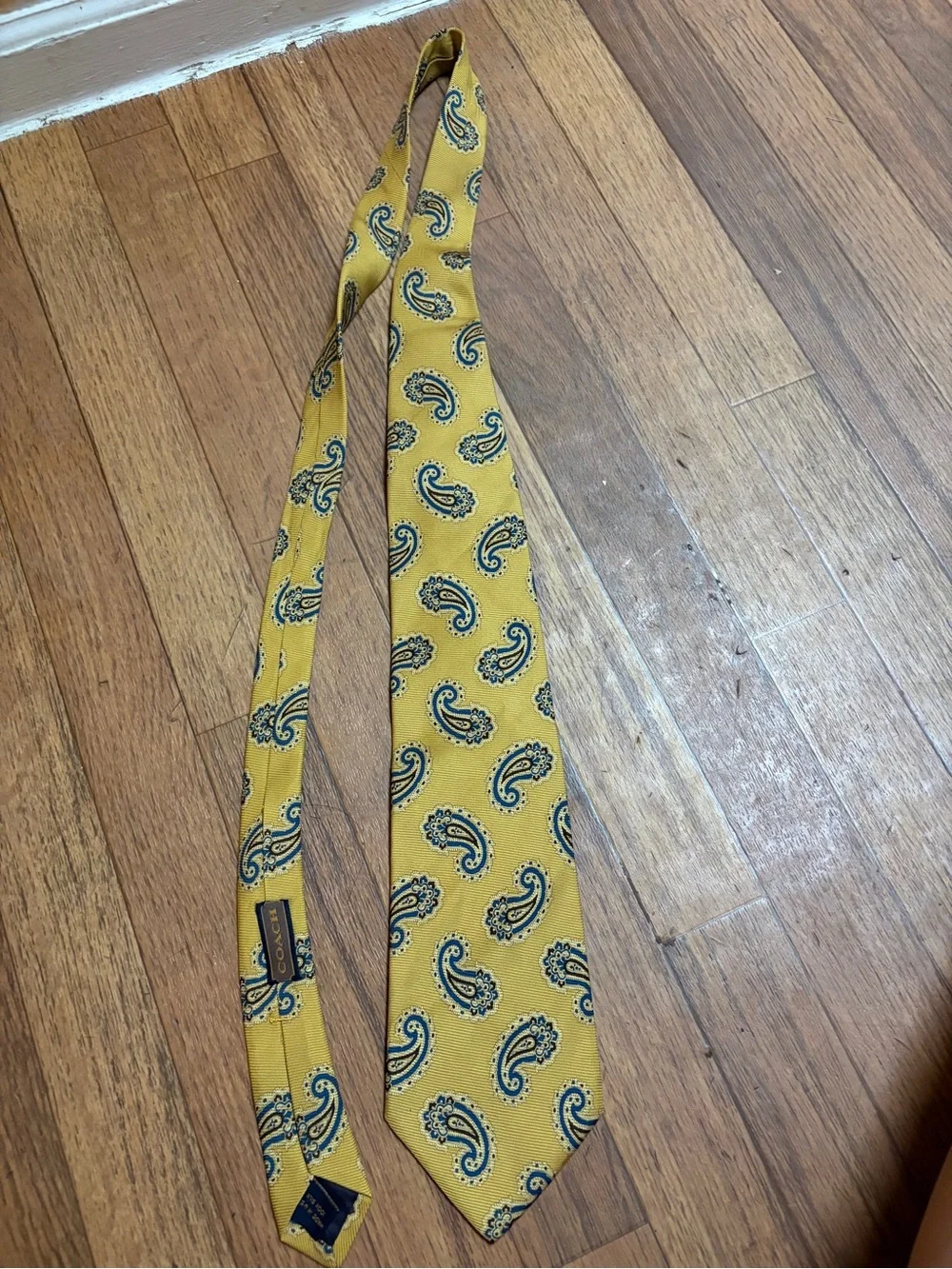 Coach Yellow Paisley Silk Tie